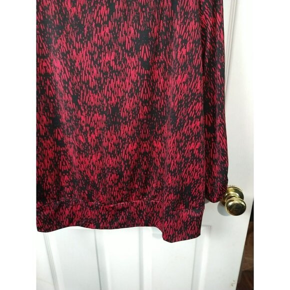 $ AB Studio Red Black Round Neck 3/4 Tab Sleeves Blouse Size XL - Picture 5 of 10